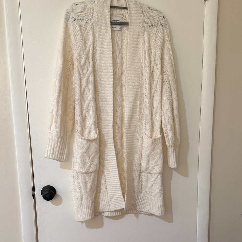 Abercrombie & Fitch Cream Open Front Cardigan